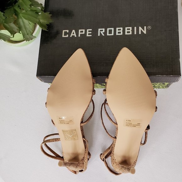 CAPE ROBBIN Ada Stiletto Heels Strappy Sandals Cork Size 6 New - Picture 9 of 11
